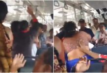 సీటు కోసం మగాడిని కొట్టిన మహిళ